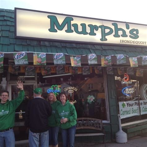 Murph's pub - Murph's Irondequoit Pub. 155 Pattonwood Dr. Rochester, NY 14617. +1 585-342-6780. Email Murph's Irondequoit Pub. Today. 4:00 PM – 12:00 AM. Irondequoit's favorite neighborhood pub.